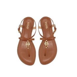 Michael Kors Strappy Thong Leather Sandal Tan Size 7